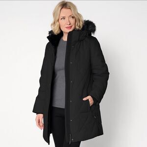 Arctic Expedition Diamond Quilted Parka with Removable Hood Size Large